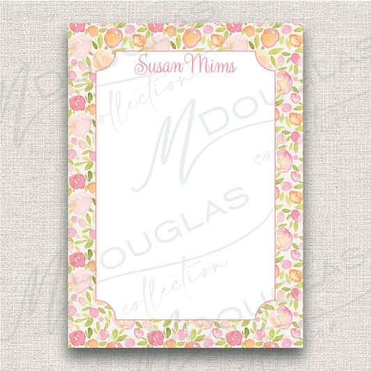 Peachy Floral notepad