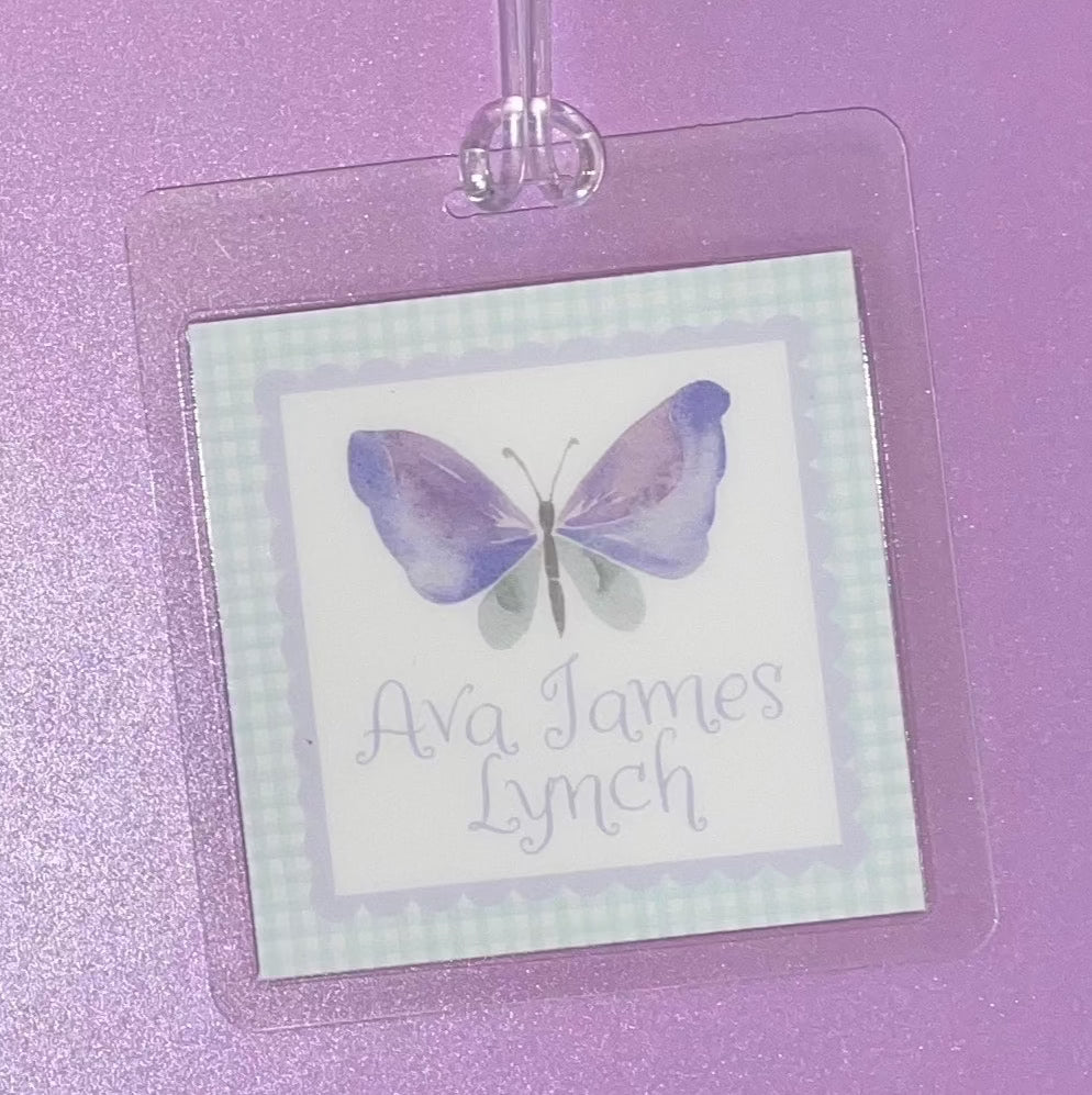 Lavender Mint Butterfly Bag Tag