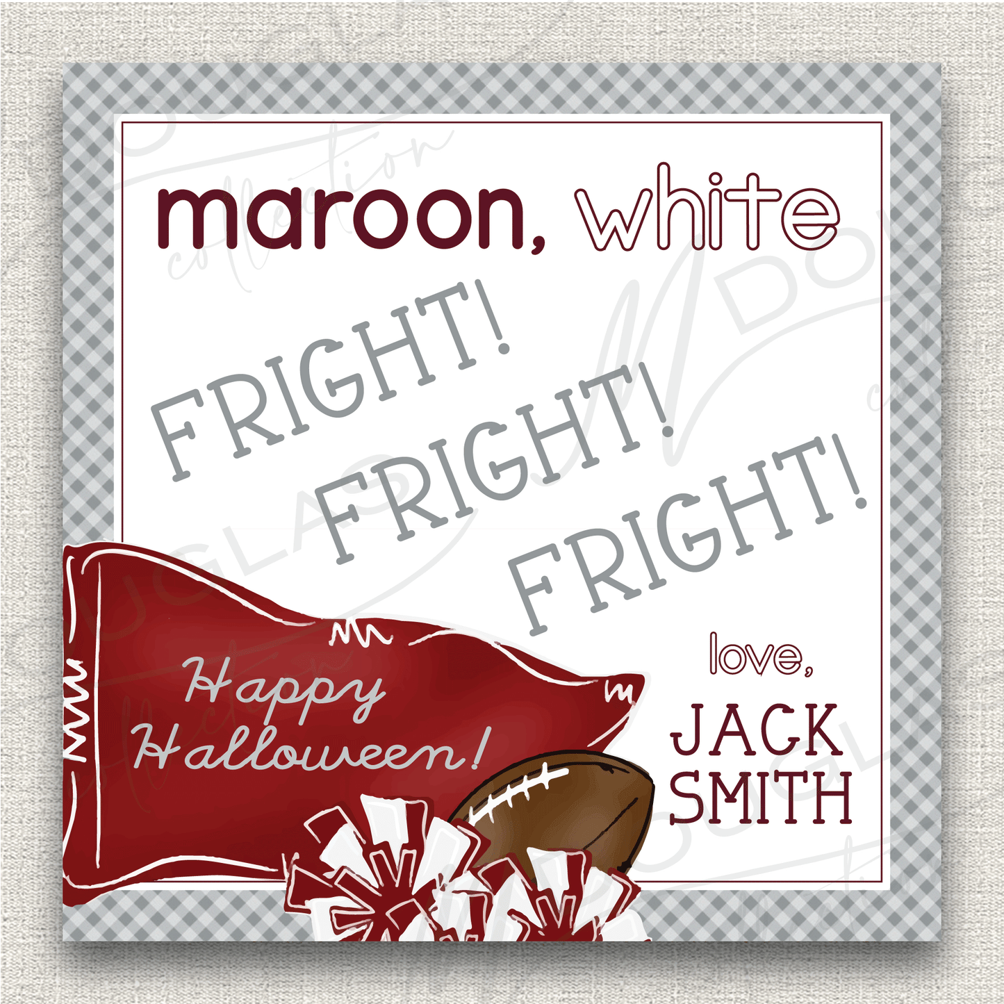 Halloween Tags - Maroon, White, FRIGHT! FRIGHT! FRIGHT!